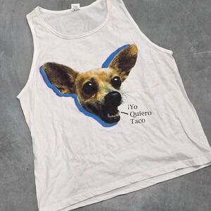 Vintage 90s 00s Taco Bell Gidget Chihuahua white graphic dog tank top Size XL